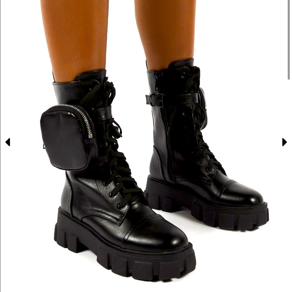 Public Desire Intention Chunky Lace Up Boots . - Picture 1 of 5